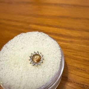 Buddha Jewelry 14k yellow gold Delphine w/ Rutilated Quartz and white sapphire